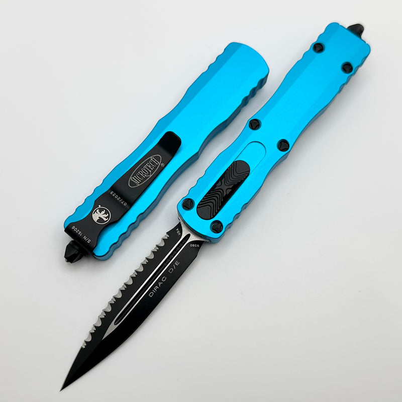 Microtech Dirac Double Edge Black Full Serrated & Turquoise 225-3TQ