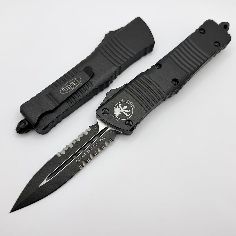 Microtech Combat Troodon OTF Knife- Double Edge- CERAKOTED Dark Tungst