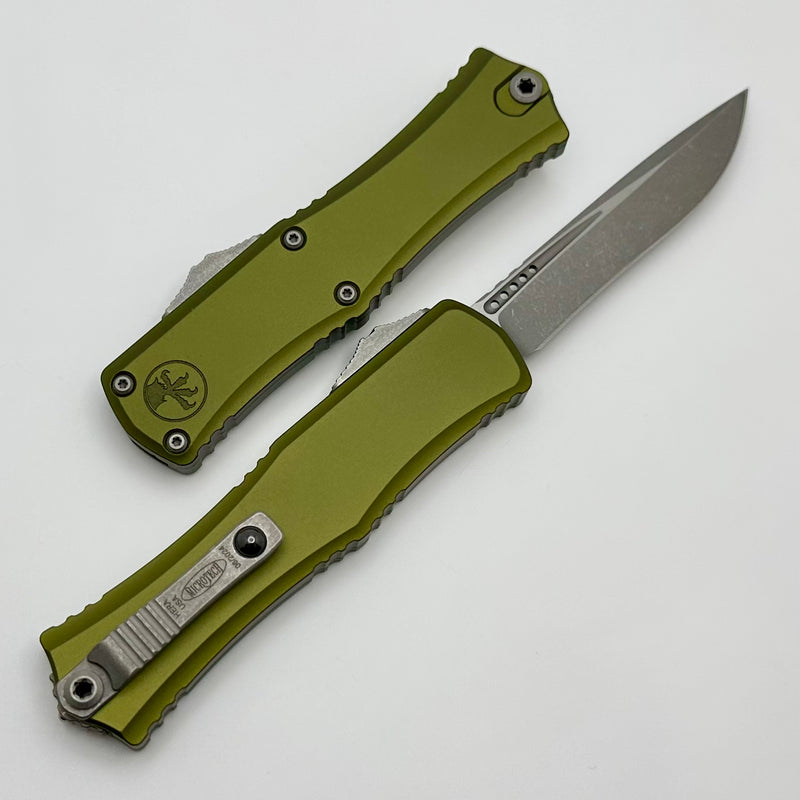 Microtech Knives Mini Hera Apocalyptic Recurve M390MK w/ OD Green Handle 1705M-10APOD