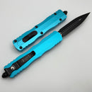 Microtech Dirac Delta Black D/E w/ Turquoise Handles 227-1TQ