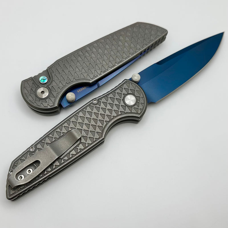 Pro-Tech TR-3 Integrity Custom Manual Relic Stonewash Stainless Handles w/ Sapphire Blue S35 2024 Integrity Custom 003