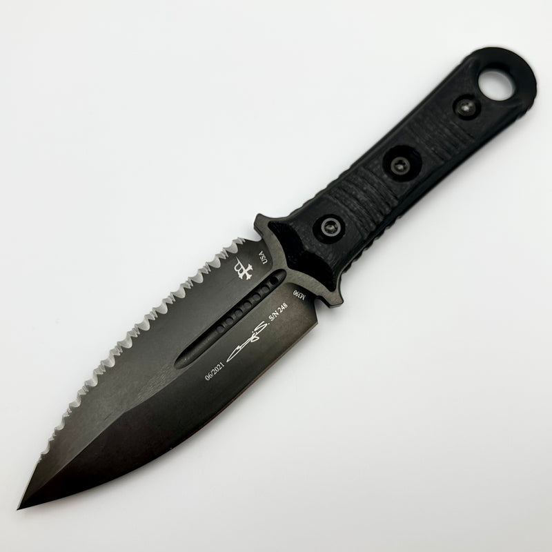 PRE OWNED Microtech Knives & Borka Blades SBD DLC Full Serrated & Carbon Fiber 201-3DLCCFS PRE OWNED
