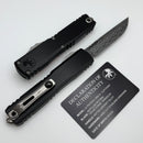 Microtech Marfione Select Ultratech ZBP S/E Vegas Forge Reptilian Damascus Clip Point w/ Hefted Black Handle & DLC Accents 1121-16MS4