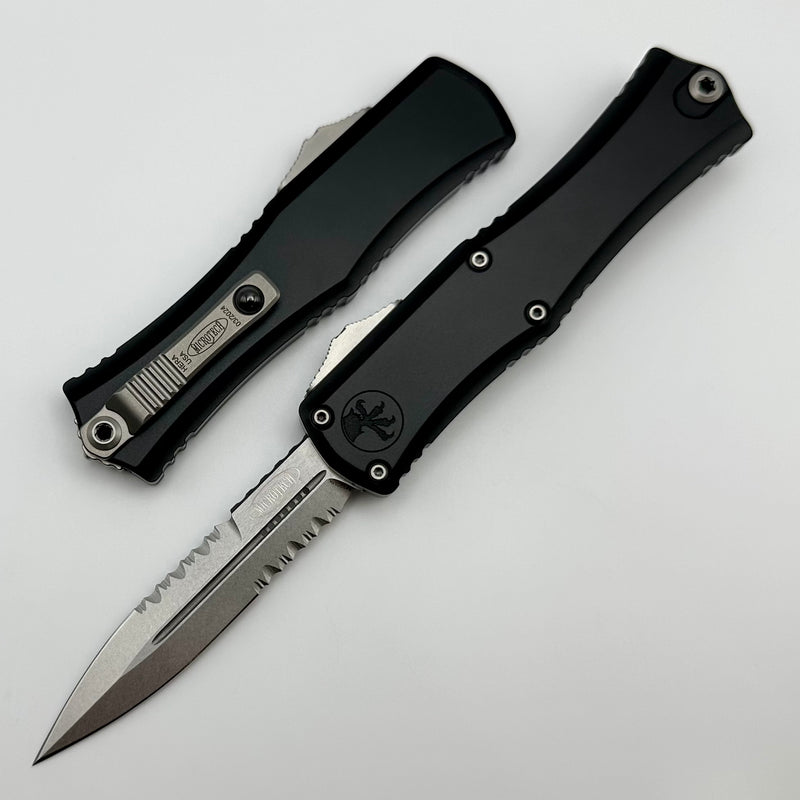 Microtech Knives Mini Hera Partial Serrated Stonewash Bayonet M390MK w/ Black Handle 1701M-11