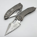 Microtech Borka Stitch Auto w/ Natural Clear Handles & Full Serrated Stonewash 169-12NC