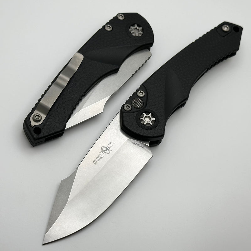 Heretic Knives Mini Pariah Auto Black Polymer Handles w/ Stonewash S/E MagnaCut H054-2A