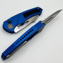 Heretic Knives Pariah M/A Button Lock Blue Aluminum Handles w/ Battleworn MagnaCut H046-5A-BLU