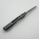 Microtech Marfione Select MSI RAM LOK Mini Fluted Titanium Handles w/ Double Vapor Accents & Blue Accents & Stonewash Part Serrated M390MK 210M-11FLMS3