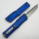 Microtech Knives Combat Troodon Gen III Stonewash Tanto Partial Serrated w/ Navy Blue Handle 1144-11NA
