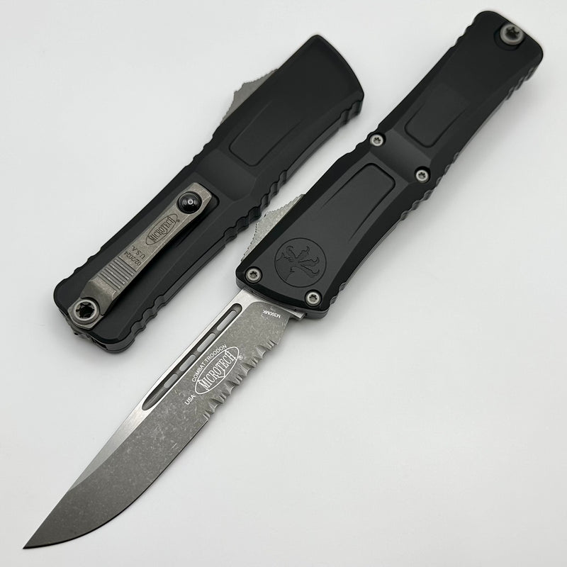 Microtech Knives Combat Troodon Gen III Apocalyptic Partial Serrated Single Edge w/ Black Handle 1143-11AP