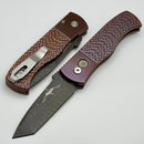 Pro-Tech Emerson CQC7 w/ Burnt Bronze Jigged Titanium Handle & Black Lip Pearl Button w/ Damascus Chisel Tanto 2025 Emerson Custom 002