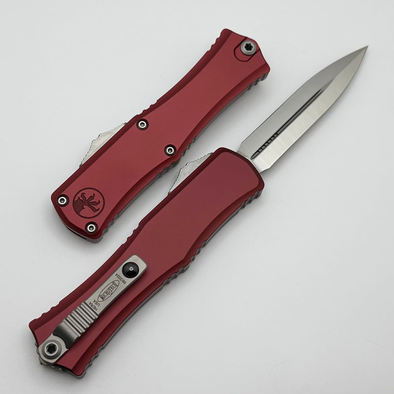 Microtech Knives Mini Hera Satin Double Edge M390MK w/ Merlot Handle 1702M-4MR