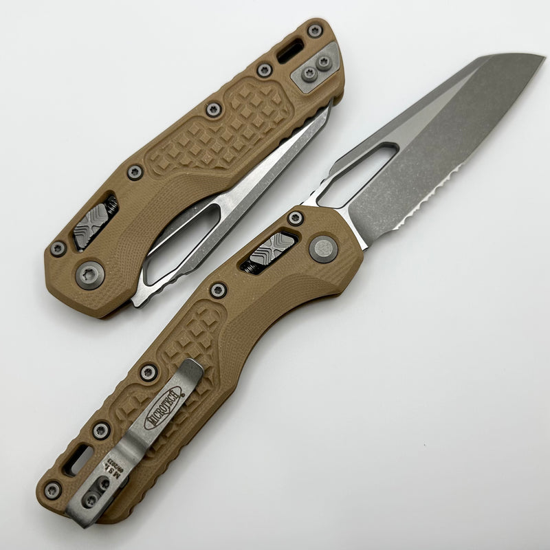 Microtech Knives MSI RAM LOK Frag Tan G-10 & Partial Serrated M390MK Apocalyptic Standard 210-11APFRGTTA