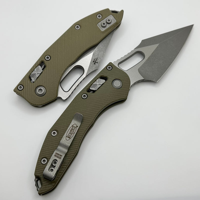 Microtech Knives Manual Stitch RAM LOK Fluted OD Green G-10 & Apocalyptic M390MK 169RL-10APFLGTOD