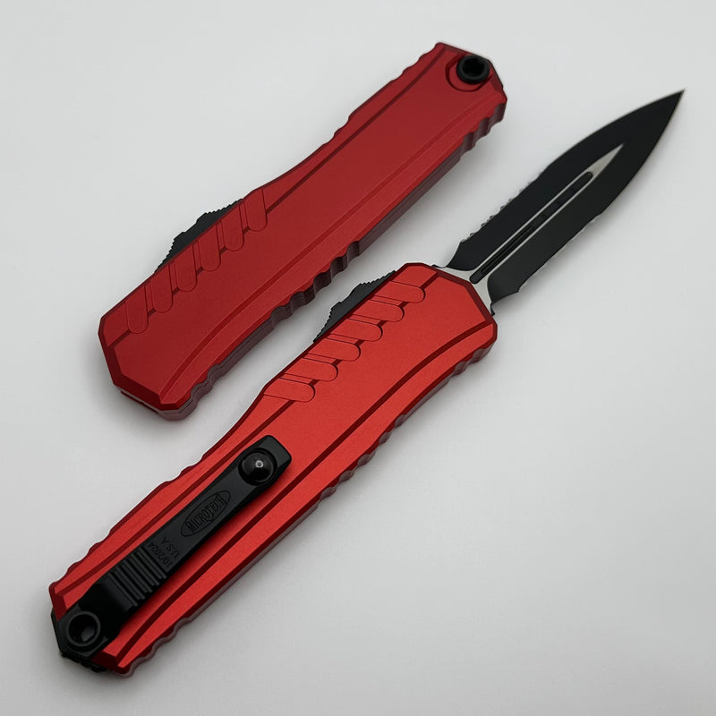 Microtech Cypher II D/E Black Partial Serrated w/ Red Handle 1242-2RD