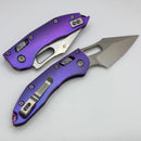 Microtech Marfione Select Manual Stitch RAM LOK Purple Haze Titanium Handles & Stonewash Part Serrated M390MK w/ Double Vapor Blast/Purple Accents 169RL-11MS5