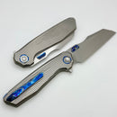 Reate Knives Mantis Milled Titanium Handles w/ ZircuTi Accents & Hand Rubbed Elmax