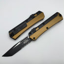 Microtech Glykon Tan w/ Black Tanto Part Serrated M390MK 185-2TA