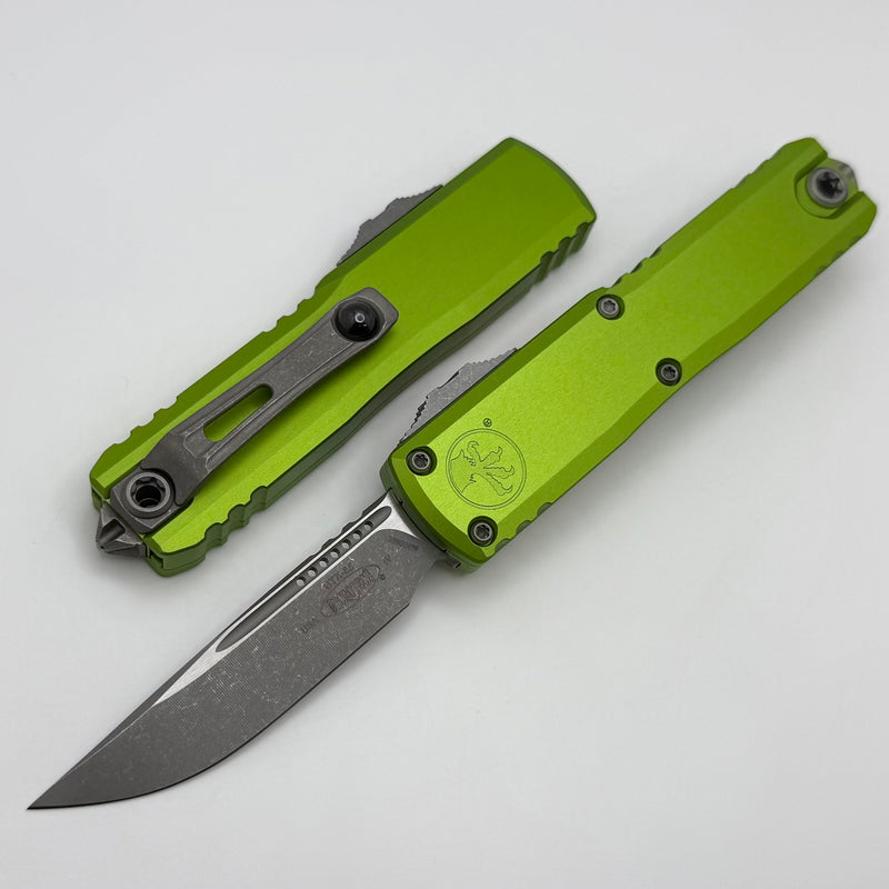 Microtech UTX-85 Gen IV w/ Neon Green Handle & Apocalyptic S/E M390MK 12314-10APNG