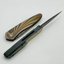 Pro-Tech Newport 2 Tone Green/Bronze Milled Ti w/ Abalone Button & Damascus 2024 Custom 001