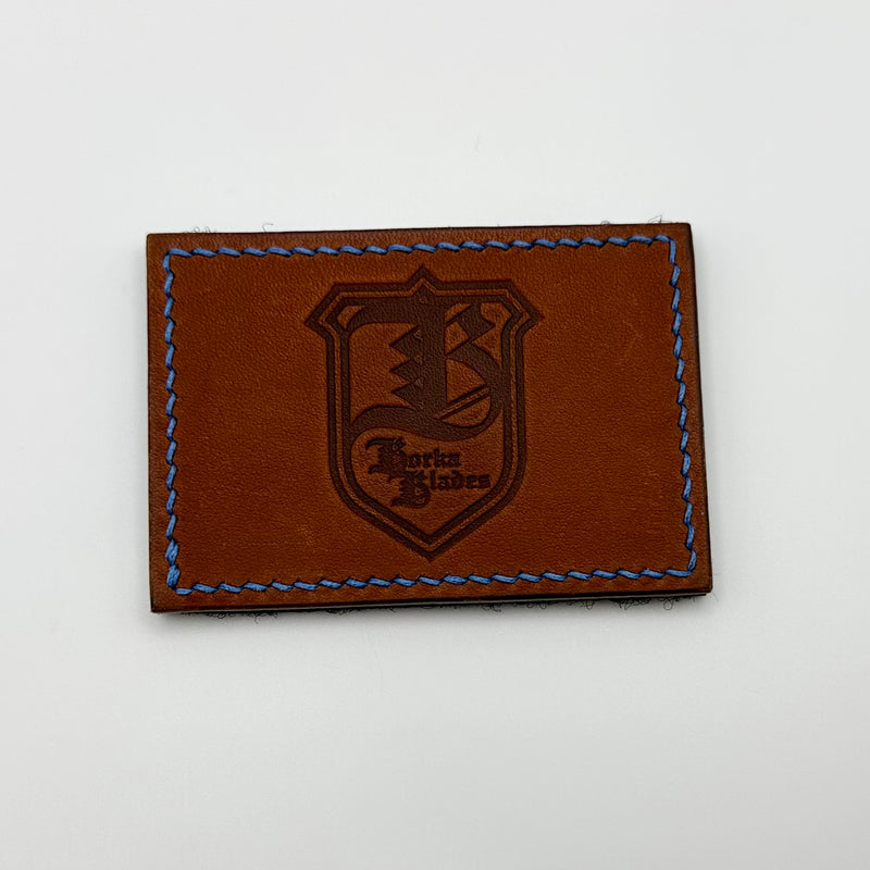 Borka Blades Brown Leather & Velcro Patch w/ Blue Stitching