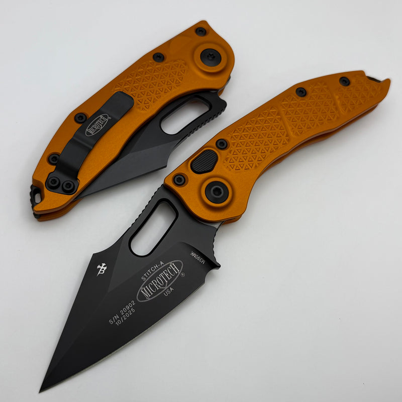 Microtech Borka Stitch Orange Tangerine Handles & Black Standard 169-1OT