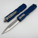 Microtech Dirac Delta Stonewash D/E w/ Navy Blue Handle 227-10NA