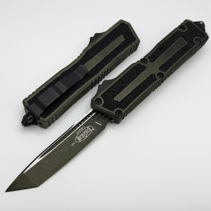 Microtech Scarab 2 Gen 3 Weathered Grenade Green Spine Fluted Tanto 1279-1WGG