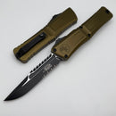 Microtech Knives Combat Troodon Gen III Black Partial Serrated Interceptor w/ OD Green Handle Signature Series 1217-2ODS