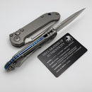 Microtech Marfione Select LUDT Gen III Slab Side Titanium Handles w/ Blue Accents & Stonewash Serrated S/E 1135-11MS3
