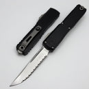 Microtech Ultratech ZBP S/E Stonewash Full Serrated w/ Black Handle 1121-12