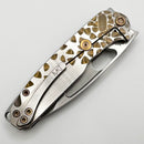 Medford Knife Infraction Tumbled S45VN & Bronze Falling Leaf w/ Silver Flats Handles & Bronze Hardware/Clip PRE OWNED