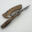 Microtech Amphibian RAM LOK Brown Fluted Aluminum & Partial Serrated Apocalyptic M390MK 137RL-11APFLBN