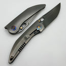 We Knife Attor Polished Gray Titanium Integral Handle w/ Polished Gray 20CV WE23037B-1
