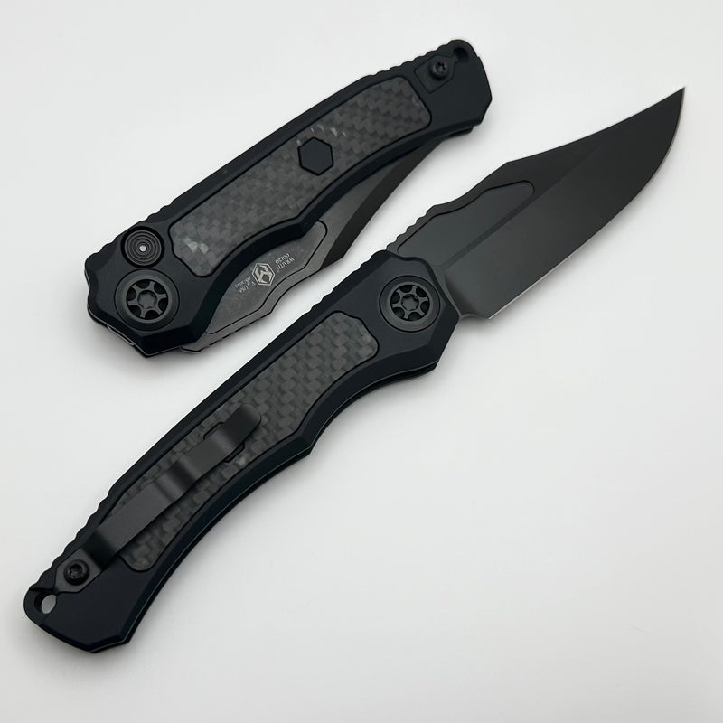 Heretic Knives Wraith Auto V4 w/ GITD Carbon Fiber Inlays & DLC Bowie MagnaCut Blade H002-6A-GLO/CF