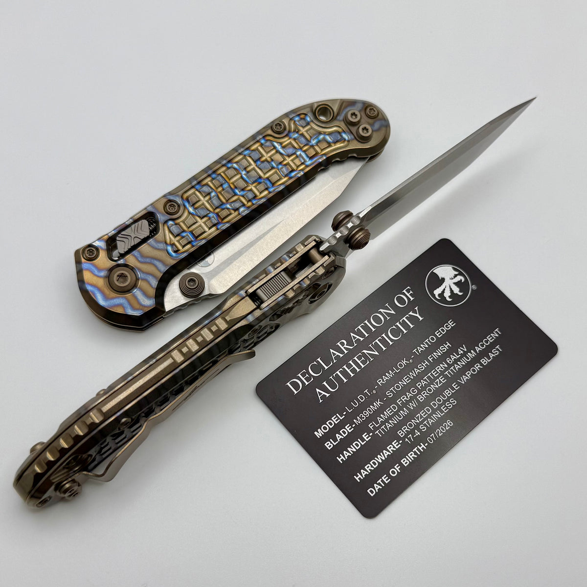 Marfione Select Microtech LUDT Ram-Lok w/ Flamed Frag Titanium Handles