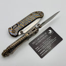 Marfione Select Microtech LUDT Ram-Lok w/ Flamed Frag Titanium Handles w/ Bronze Accents & Stonewash Tanto 1136RL-10FRMS3