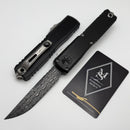 Microtech Marfione Select Ultratech ZBP S/E Vegas Forge Reptilian Damascus Clip Point w/ Hefted Black Handle & DLC Accents 1121-16MS4