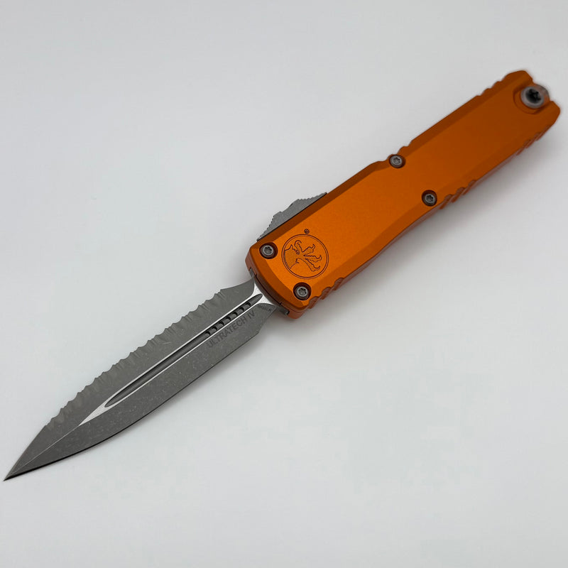 Microtech Ultratech Gen IV D/E Apocalyptic Full Serrated w/ Orange Handle 11224-12APOR