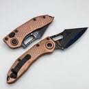 Microtech Marfione Select Borka Auto Stitch Copper Handles & Blued Baker Forge Damascus w/ DLC Hardware 169-16MS2