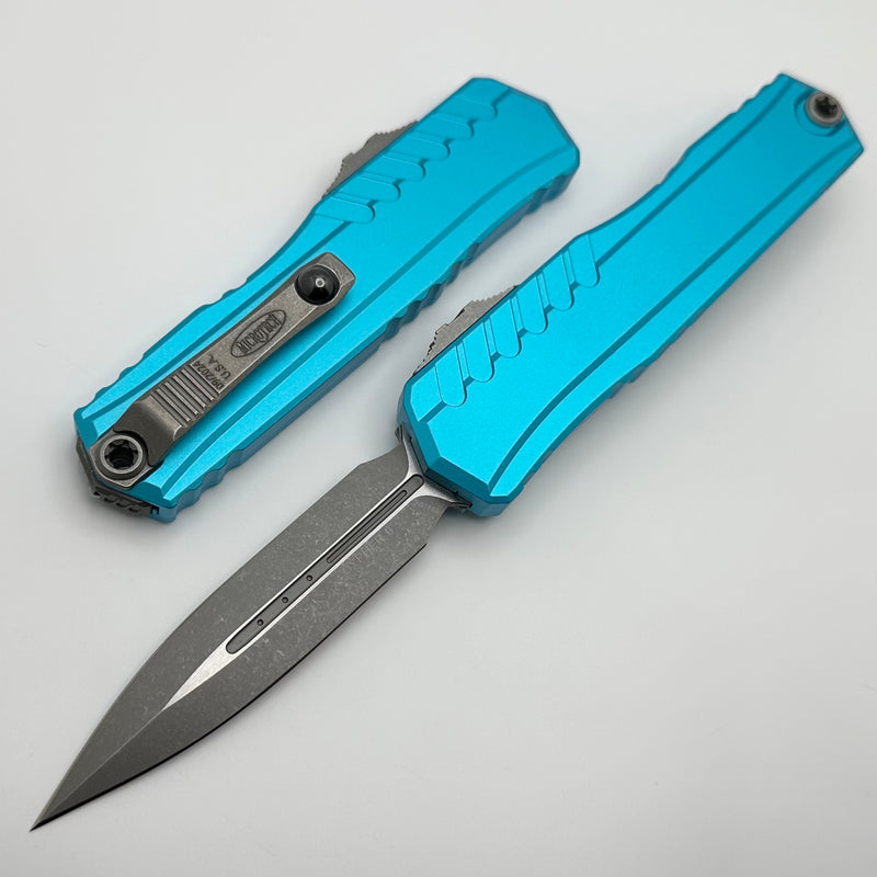 Microtech Cypher II D/E Apocalyptic w/ Turquoise Handle 1242-10APTQ