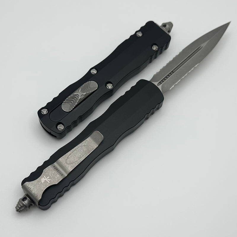 Microtech Dirac Double Edge Partial Serrated Apocalyptic Standard & Black w/ New Breaker 225-11AP