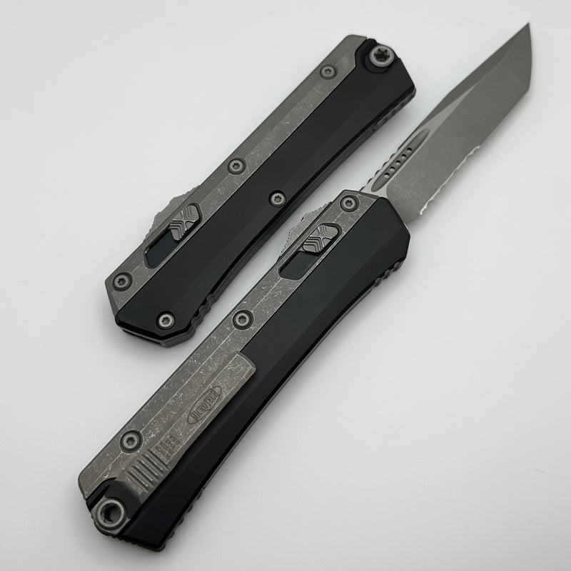 Microtech Glykon Apocalyptic Standard Tanto Partial Serrated w/ Bead Blast Overlay 185-11AP