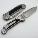 Microtech Knives LUDT Gen III Full Serrated Apocalyptic Tanto & Titanium Handles w/ Textured Inlays & Blue Accents 1136-12MS4