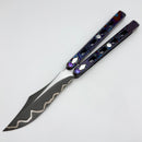Poikilo Blade PM 1 Tanto Balisong Full Dress ZircuTi Handles w/ Mother of Pearl Inlays & Baker Forge Volcanic River