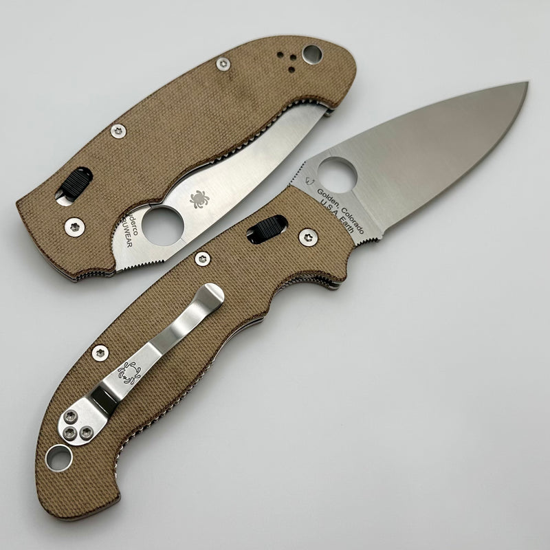 Spyderco Manix 2 XL Brown Canvas Micarta & Cru-Wear C95MPCW2