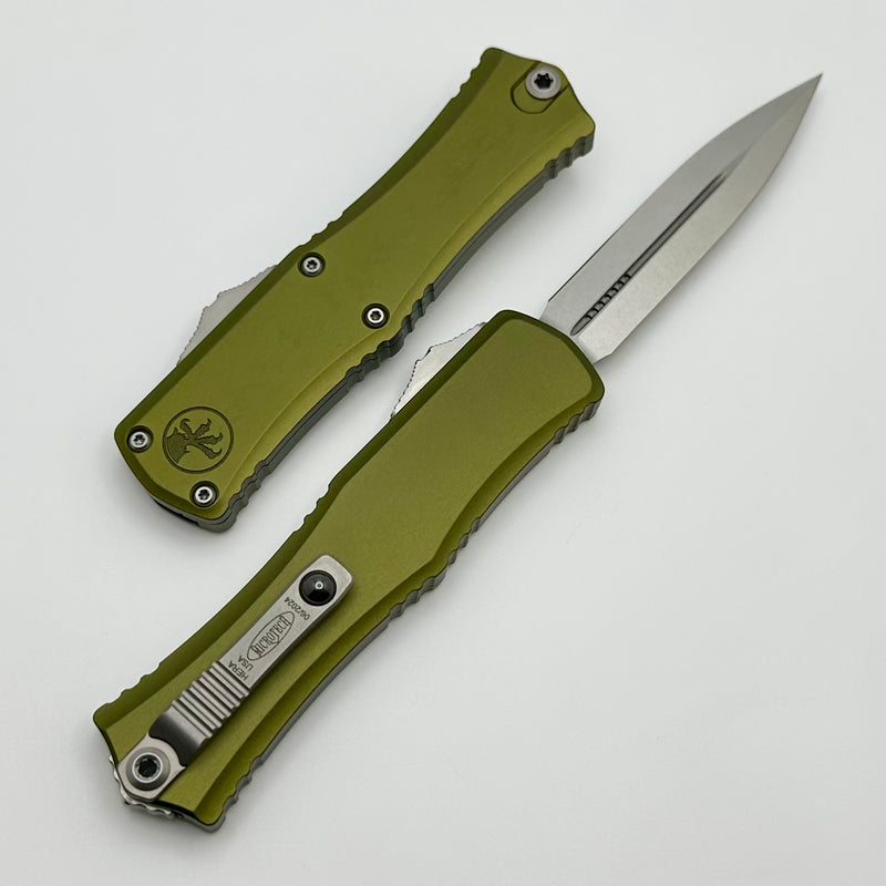 Microtech Knives Mini Hera Stonewash Double Edge M390MK w/ OD Green Handle 1702M-10OD