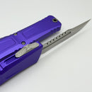 Microtech Knives Combat Troodon Gen III Stonewash Partial Serrated Interceptor w/ Purple Handle Signature Series 1217-11PUS
