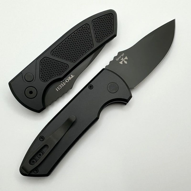 Pro-Tech SBR Short Bladed Rockeye Knurled Aluminum Black Handle & Black S35 Blade LG407