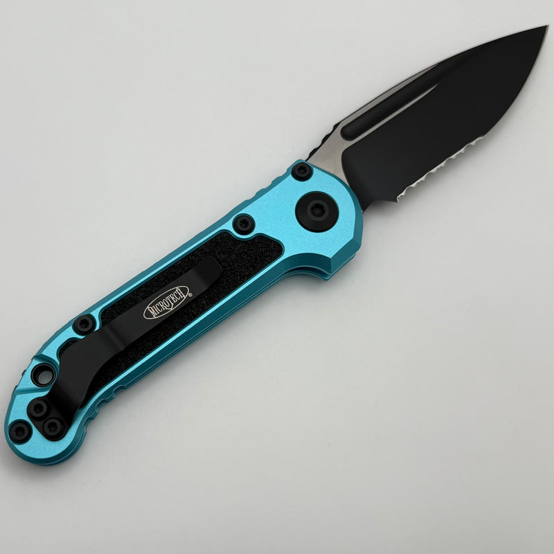 Microtech Knives LUDT Gen III Black Partial Serrated S/E w/ Turquoise Handle 1135-2TQ